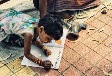 Girl studying outdoors